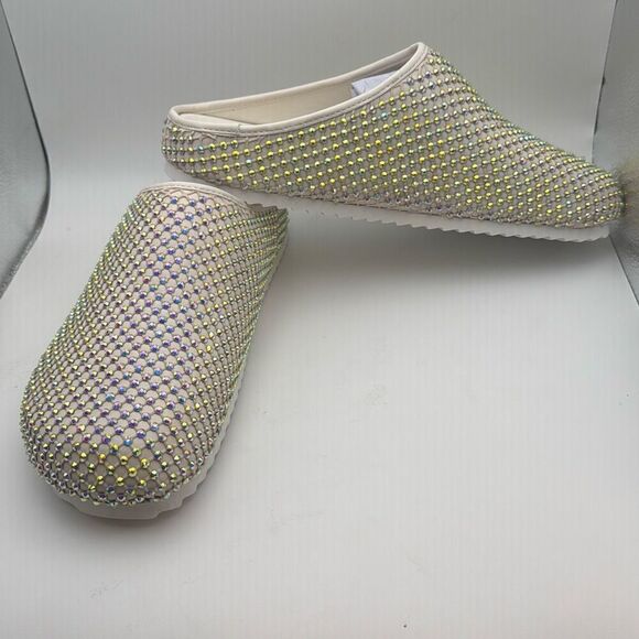 CUSHIONAIRE Women's Shimmer Rhinestone Bling Footbed Clog SIZE 9 DEFECT - Picture 6 of 8